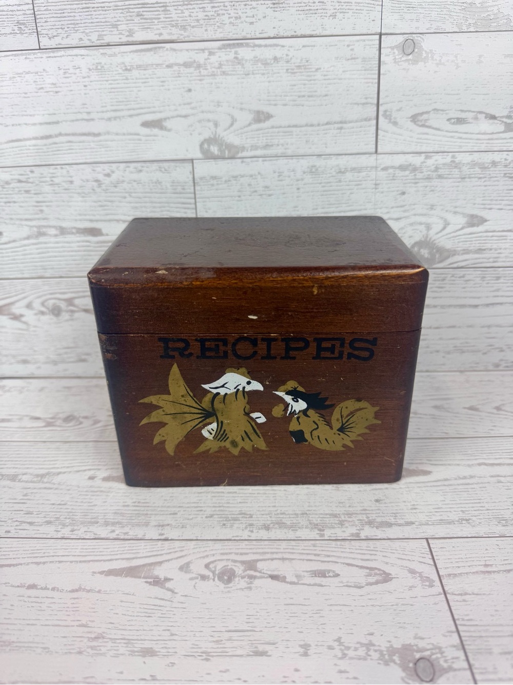 Cottagecore Vintage Wood Chicken Recipe Box